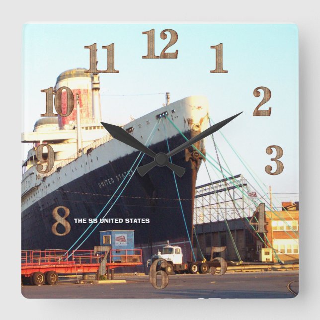 Relógio Quadrado The SS United States Ocean Liner (Frente)