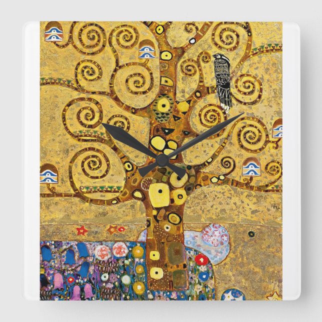 Relógio Quadrado “ The Tree of Life ” , Gustav Klimt (Frente)