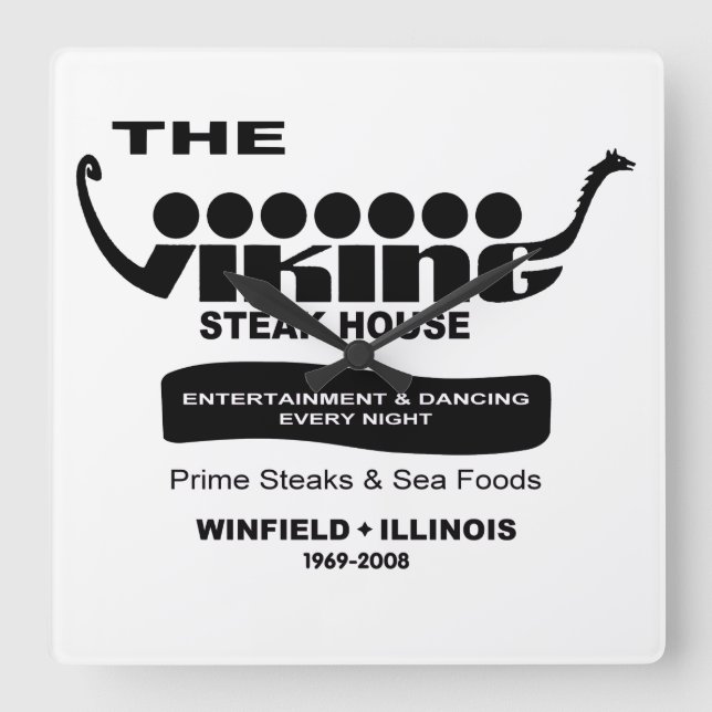 Relógio Quadrado The Viking Steak House, Winfield, IL (1969-2008) (Frente)