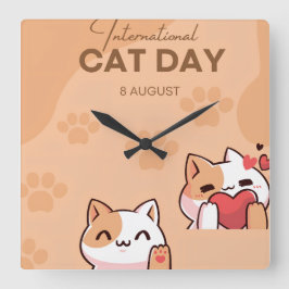 Relógio Quadrado Throw Pillow