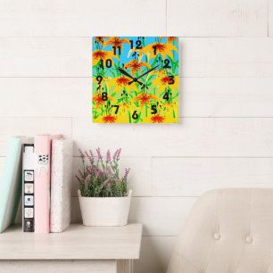 Relógio Quadrado Tiger Lily Clock