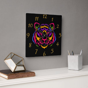 Relógio Quadrado Tiger Wall Clock