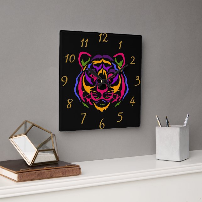 Relógio Quadrado Tiger Wall Clock (Escritório)
