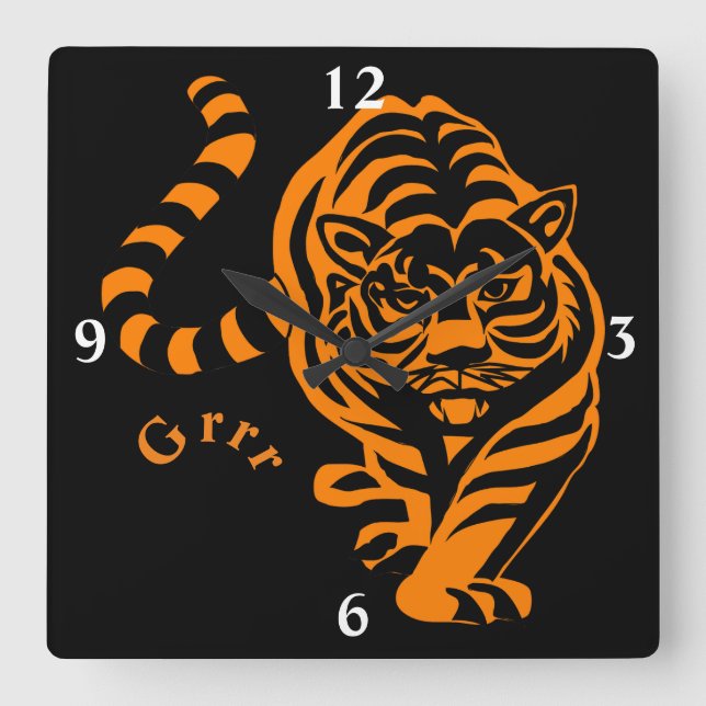 Relógio Quadrado Tigre (Frente)