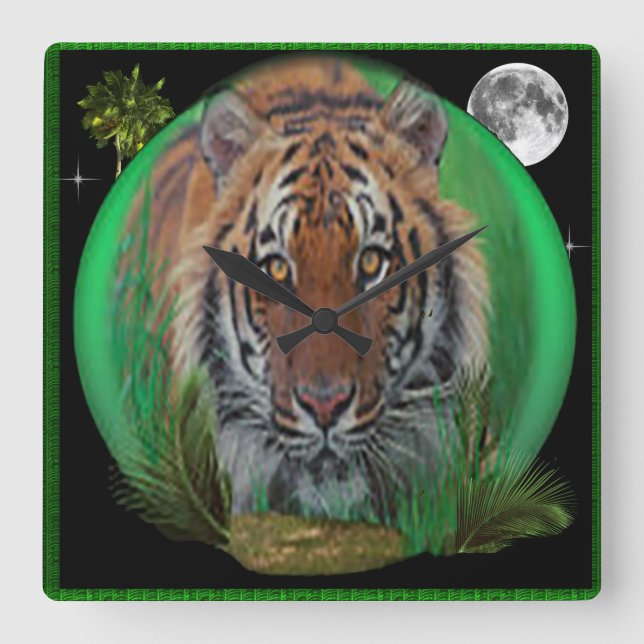 Relógio Quadrado Tigre (Frente)
