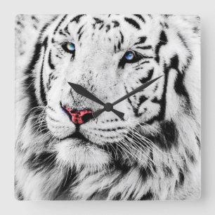 Relógio Quadrado Tigre branco