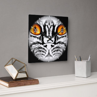 Relógio Quadrado Time and illustrated art on your wall.