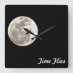 Relógio Quadrado ~Time Flies~ WALL CLOCK, PERSONALIZE-O!