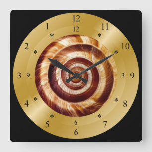 Relógio Quadrado Time Machine Clock ~ Snail Spiral ~ Time Warp ~