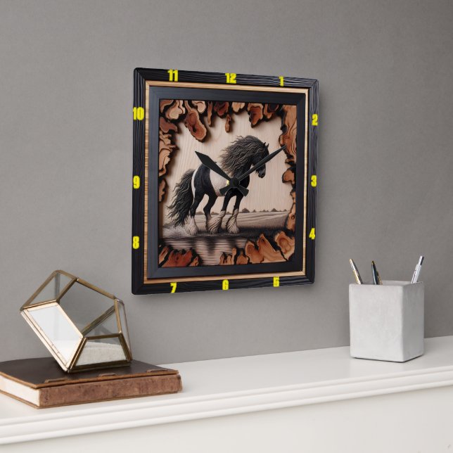 Relógio Quadrado Timepece do Vanner Cigarro Personalizado Charred W (Escritório)