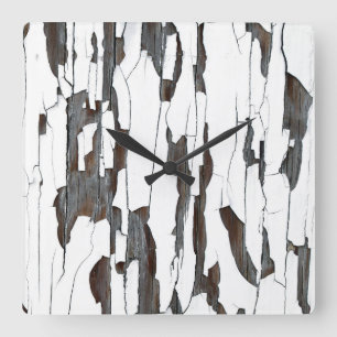 Relógio Quadrado Tinta branca de descasque