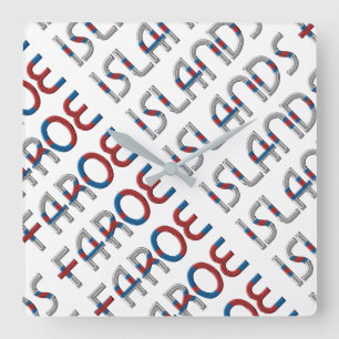 Relógio Quadrado Tipografia de Cores de Bandeira das Ilhas Faroé