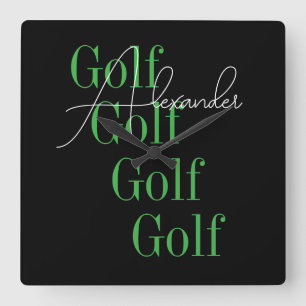 Relógio Quadrado Tipografia Moderna do Nome Personalizado