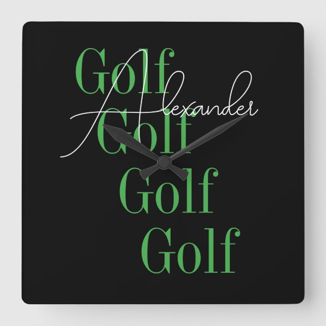 Relógio Quadrado Tipografia Moderna do Nome Personalizado (Frente)