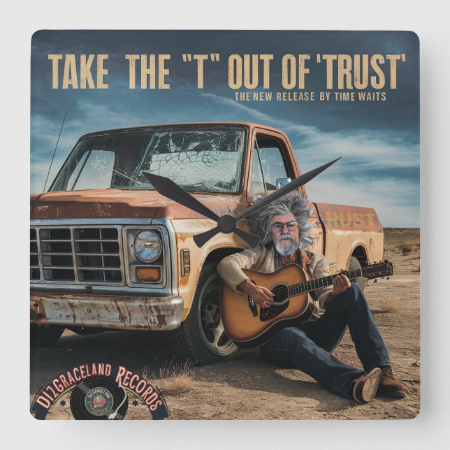 Relógio Quadrado Tire o "T" de "Trust" (Frente)