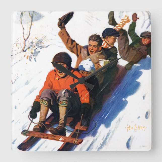 Relógio Quadrado Tobagganing (Frente)