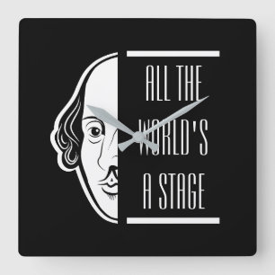 Relógio Quadrado Todo o Mundo é um Palco Citação de Shakespeare Tes