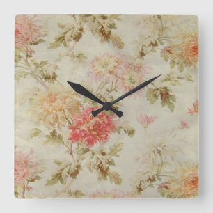 Relógio Quadrado Toile floral francês antigo