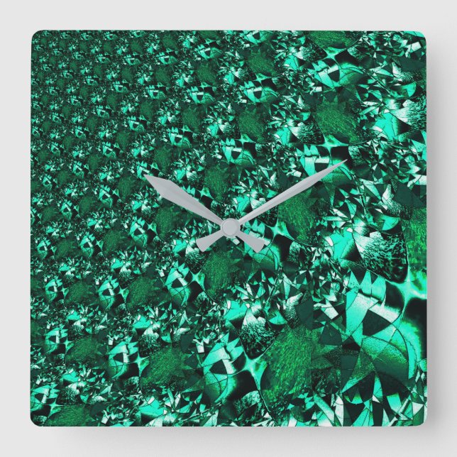 Relógio Quadrado Tonalidades verdes brilhantes e semelhantes a aliv (Frente)