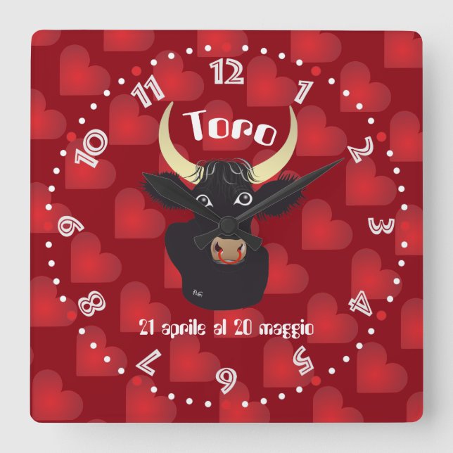 Relógio Quadrado Toro 21 al 20 Orologio Aprile maggio (Frente)