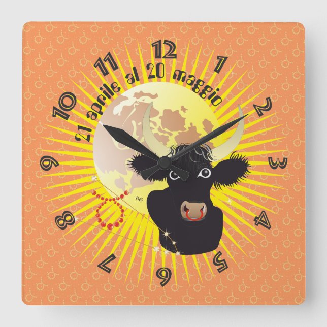 Relógio Quadrado Toro 21 al 20 Orologio Aprile maggio (Frente)