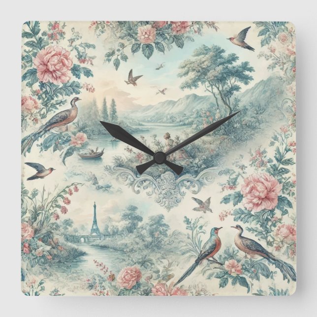 Relógio Quadrado Torre francês Vintage (Frente)