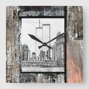 Relógio Quadrado Torres Gêmeas