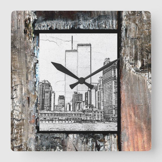 Relógio Quadrado Torres Gêmeas (Frente)