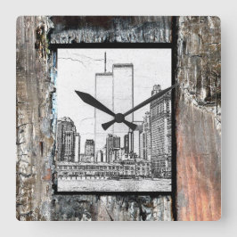 Relógio Quadrado Torres Gêmeas