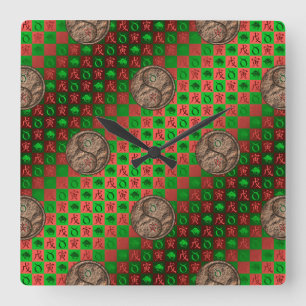 Relógio Quadrado Touro & Tigre da Terra