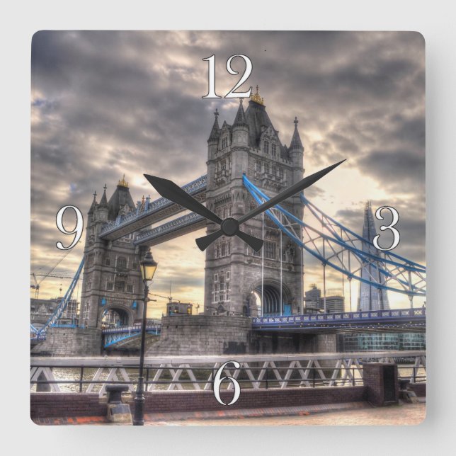 Relógio Quadrado Tower Bridge & The Shard, Londres, Inglaterra (Frente)