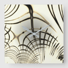 Relógio Quadrado Traços curvos castanho-castanho-rosado, fundo clar