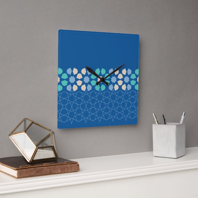 Relógio Quadrado Tranquilidade azul turquesa (Escritório)