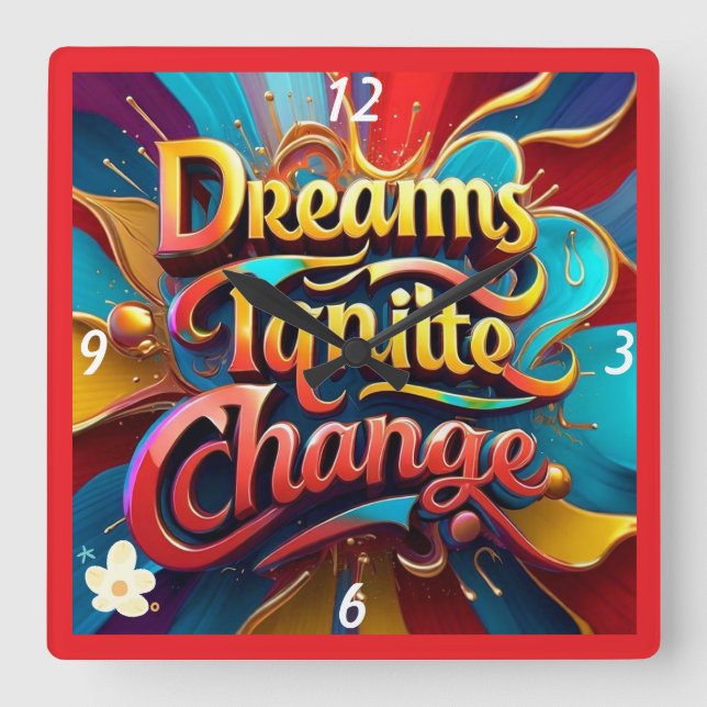 Relógio Quadrado "Transforme seu mundo" (Frente)