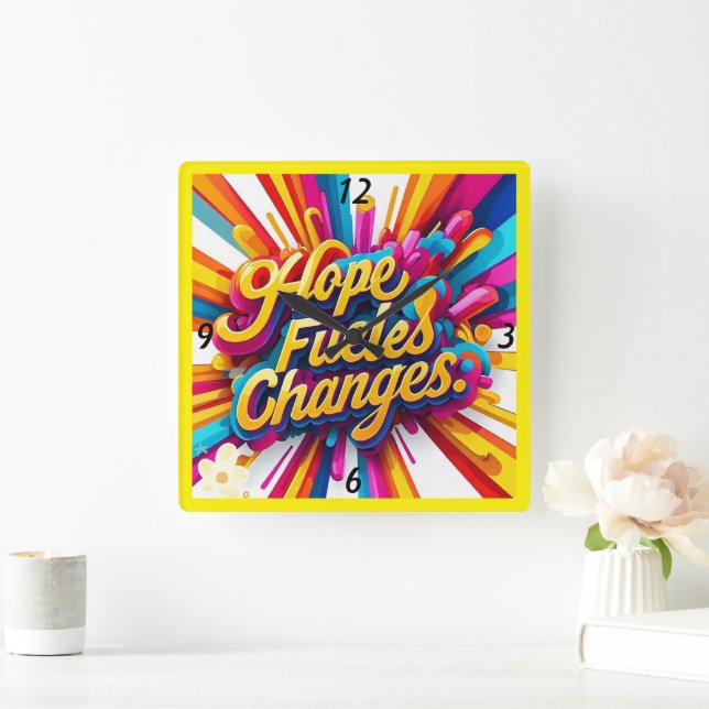 Relógio Quadrado "Transforme sua vida" (Lar)