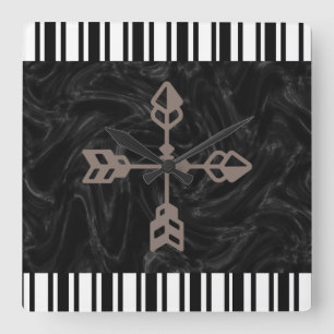 Relógio Quadrado Travesseiro de mármore reversível com faixa branca