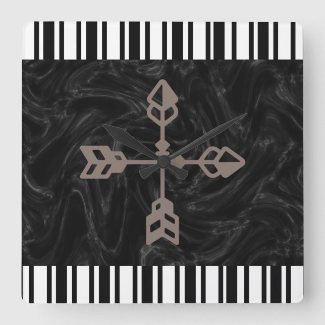 Relógio Quadrado Travesseiro de mármore reversível com faixa branca (Frente)