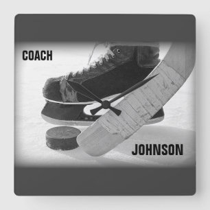 Relógio Quadrado Treinador De Hóquei Em Gelo Obrigado