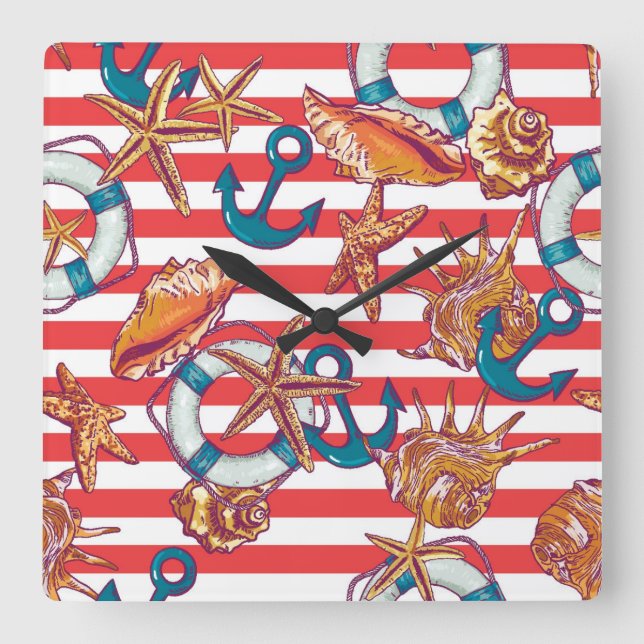 Relógio Quadrado Trendy Beach Pattern (Frente)