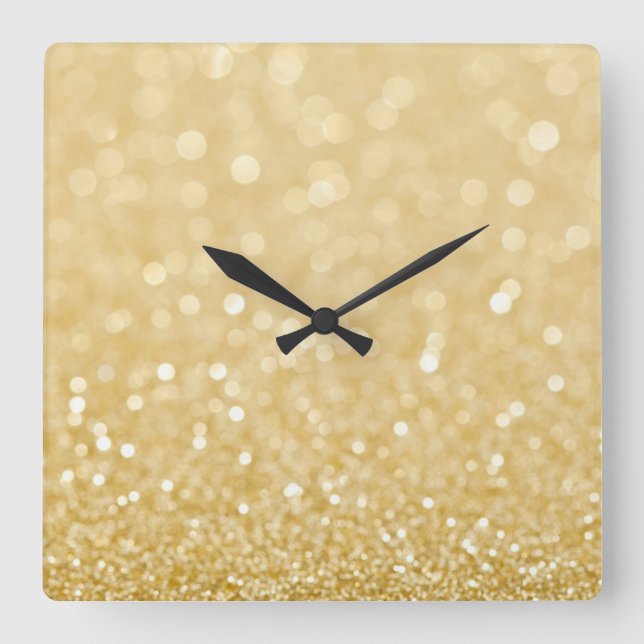 Relógio Quadrado Trendy Gold Glitter Wall Clock (Frente)
