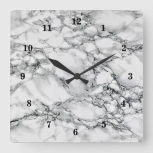 Relógio Quadrado Trendy White Marble Stone
