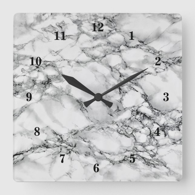 Relógio Quadrado Trendy White Marble Stone (Frente)