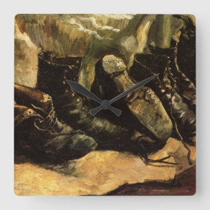 Relógio Quadrado Três Pares de Sapatos por Vincent van Gogh