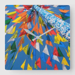 Relógio Quadrado Triangle Flag Decoration