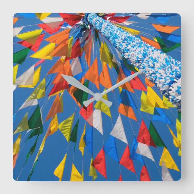 Relógio Quadrado Triangle Flag Decoration (Frente)