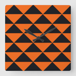 Relógio Quadrado Triângulos alaranjados e pretos