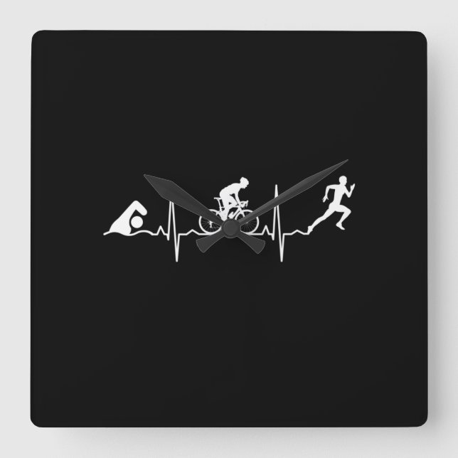Relógio Quadrado Triathlon - Triathlon Heartbeat (Frente)