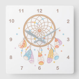 Relógio Quadrado Tribal Dreamcatcher Boho Baby Nursery 2
