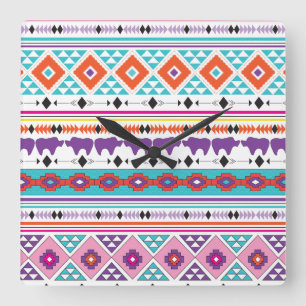 Relógio Quadrado Tribal Sul-Oeste