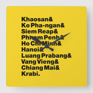 Relógio Quadrado Trilha / Circuito de Banana Pancake